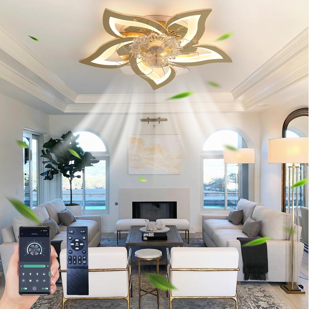 Ganeed Ceiling Fan With Light With Remote Control 6 Speeds Dimmable Chandelier Silent Ceiling Fan For Living Room, Bedroom, Kitchen