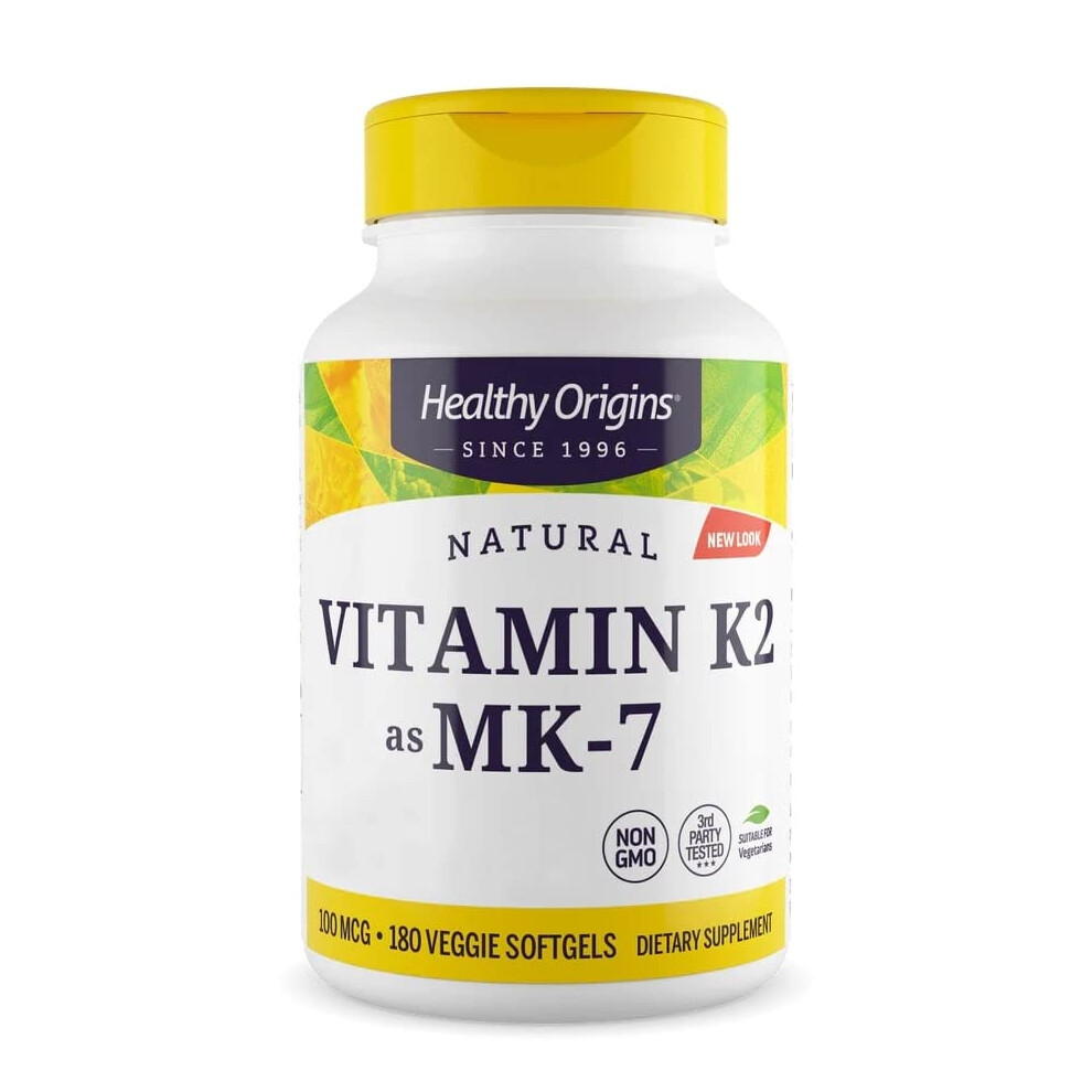 Healthy Origins , Vitamin K2 As Mk-7, 100 Mcg, 180 Vegetarian Softgels, High Strength, Gluten Free, Soya Free, Non-Gmo