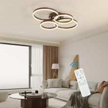 Dimmable 90W LED Ceiling Light,Modern Acrylic Surface Mount Chandeliers,2+2 Rings Chandelier Modern Flush Mount Ceiling Light for Living Dining Room B