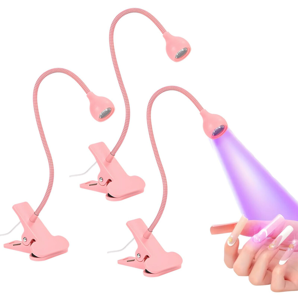 Light Led Nail Lamp With Clamp, Flexible Gooseneck Gel Nail Curing 3Pcs For Fast Drying
