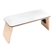 Nail Arm Rest with Stable Wooden Support, Foldable Height Adjustment, Easy Clean PU Leather Cushion White