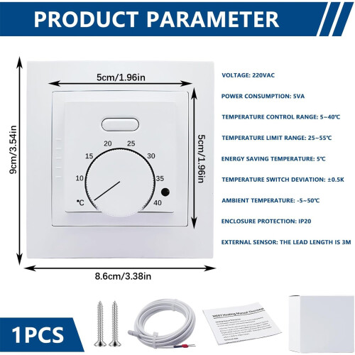 Mechanical Temperature Regulator 16A IP20 Rates For Indoor 2