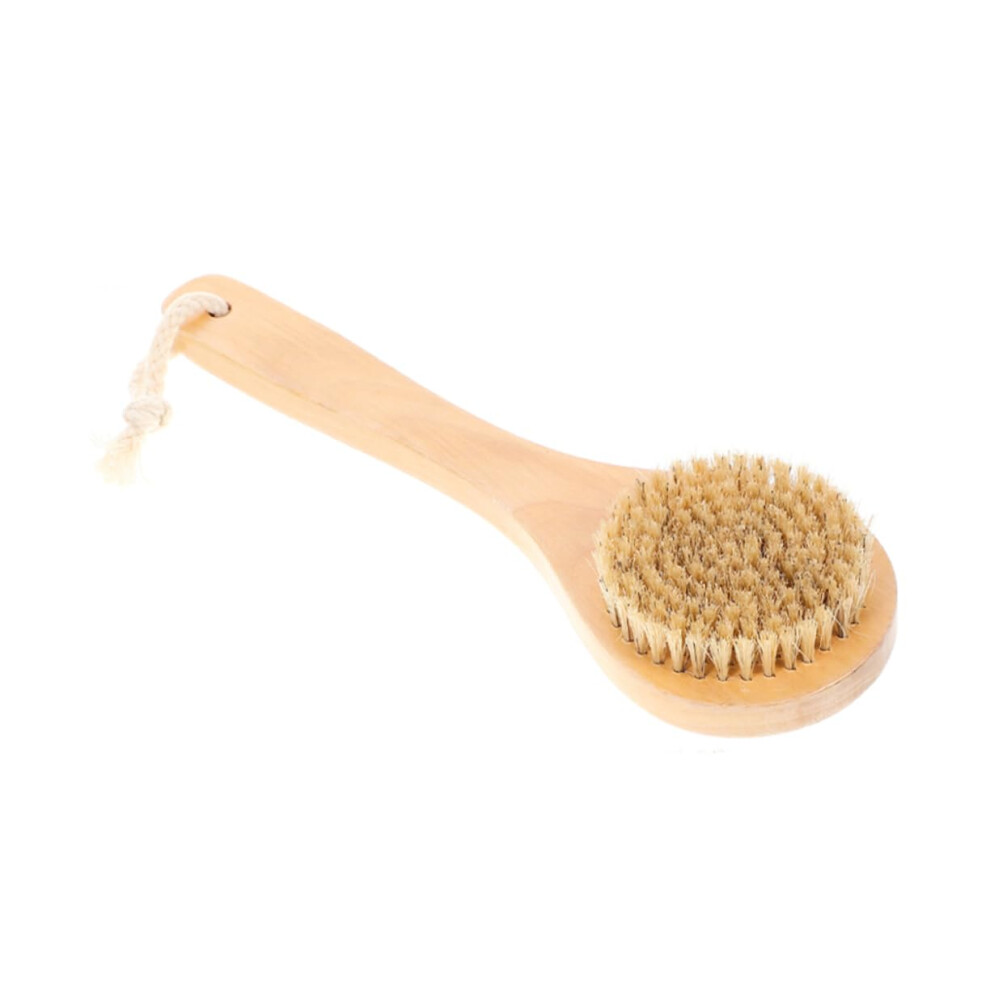Body Scrubber Bath Brush with Ergonomic Wooden Handle for Gentle Exfoliation and Back Cleaning
