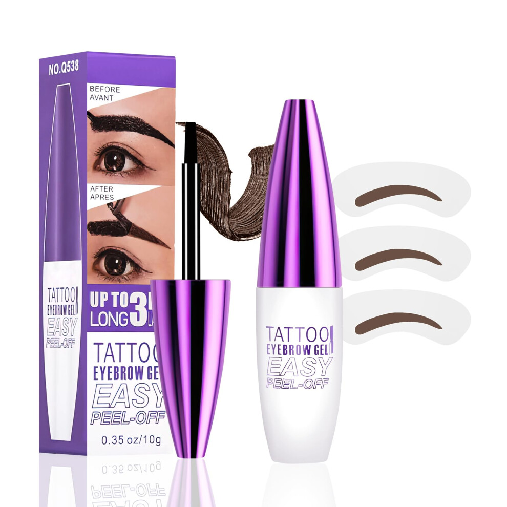 Brown Waterproof Peel Off Eyebrow Tint Gel Long Lasting Smudgeproof Natural Brow Finish Medium