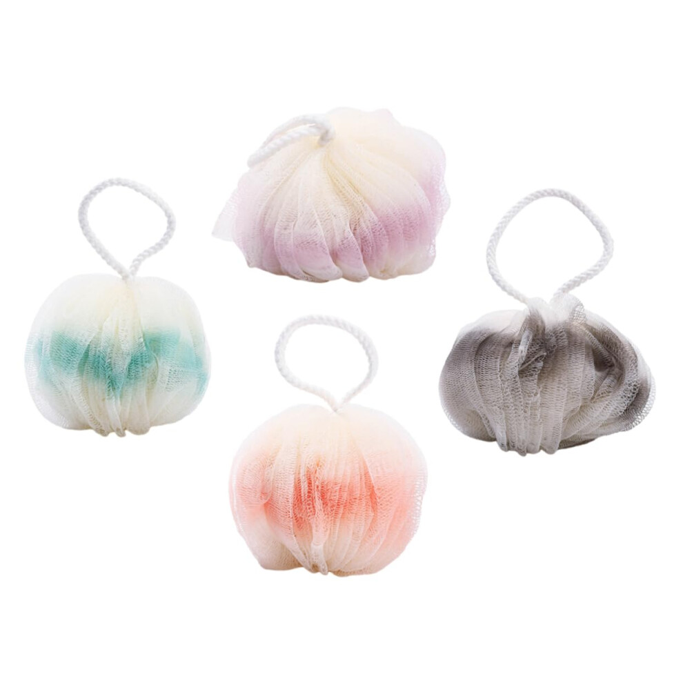 Bath Loofah and Shower Pouf Set of 4 for Gentle Exfoliation and Rich Foam Body Cleansing