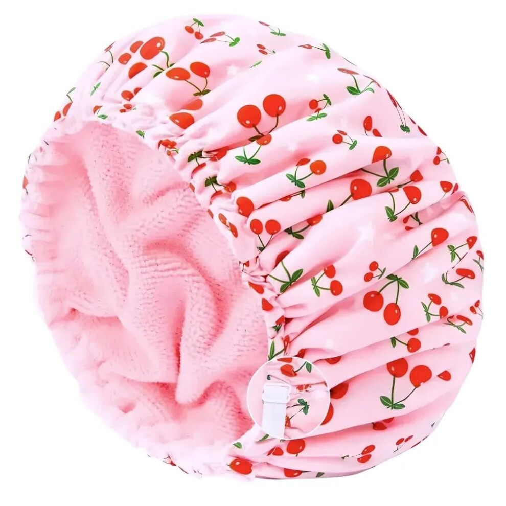 Waterproof Shower Cap for Women Adjustable Reusable Hair Bonnet for Sleeping and Bath