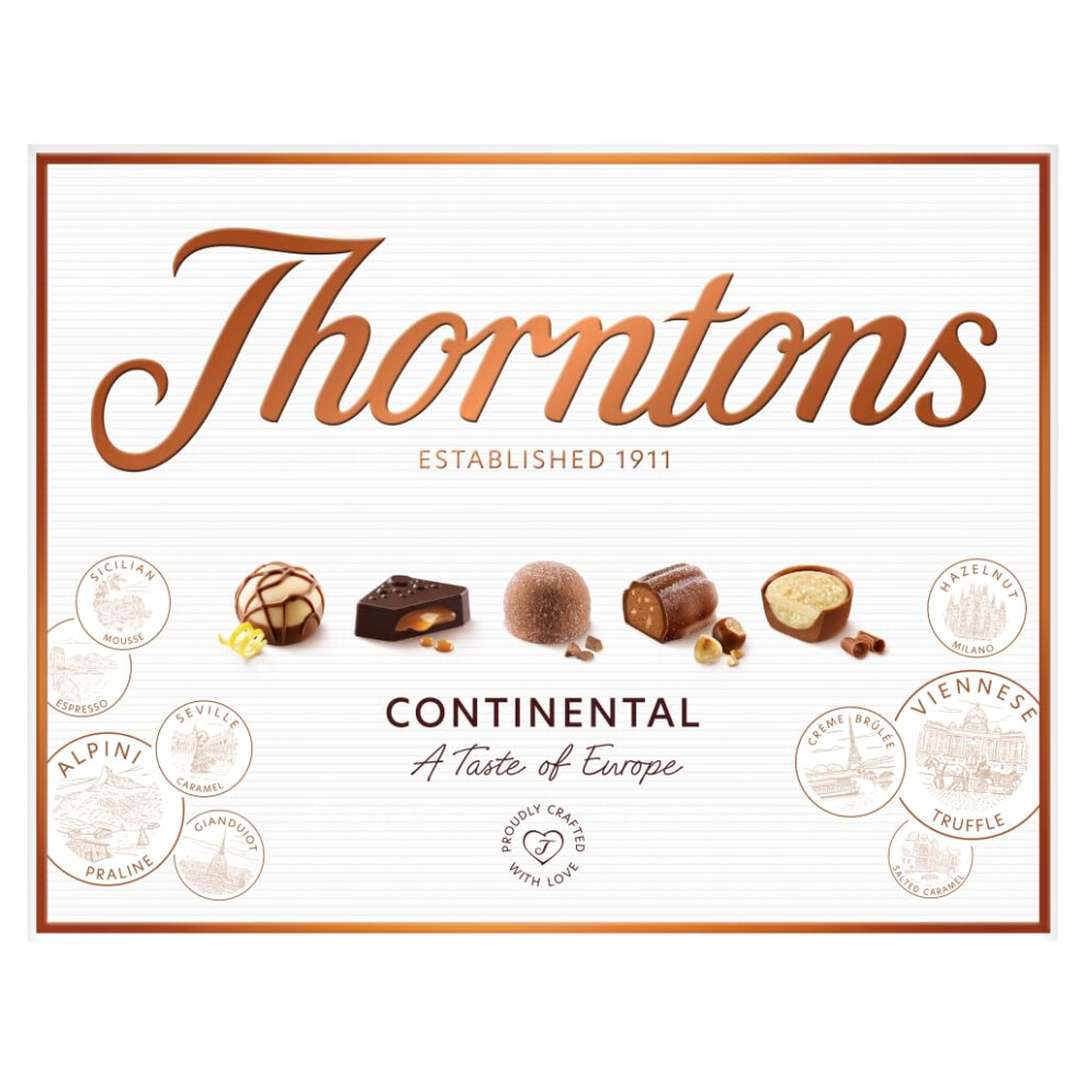 New Thorntons Continental, Christmas Chocolate Gift, Unique Flavours Milk, Chocolate, 264G White/Dark
