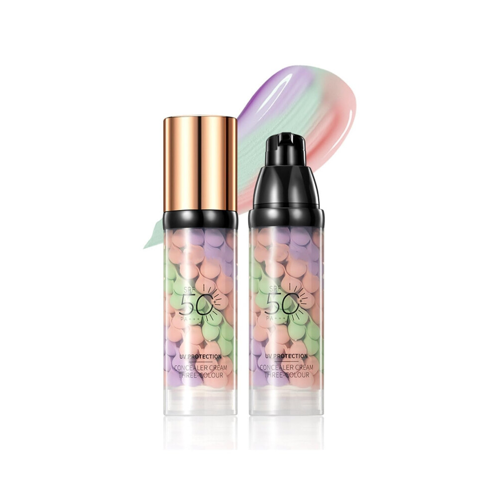 Green/Purple/Pink Spf 50 Color Correcting Face Primer 3 In 1 Tinted Moisturizing Base