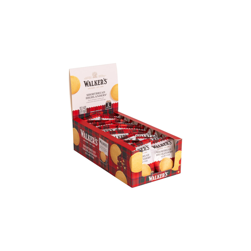 New Walkers Walker's Shortbread Biscuits – Highlander Cookies Twin Packs, Traditional Pure Butter Scottish Recipe, 40G Each (Pack Of 18)