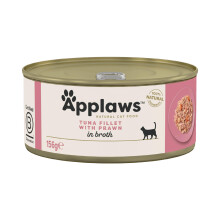 Applaws 100% Natural Wet Cat Food, Tuna Fillet with Prawn in Broth for