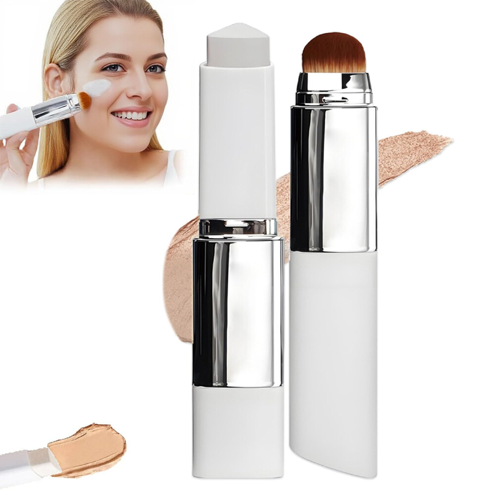 Color Changing Foundation Stick with Brush, Medium Coverage Korean Dewy Finish Hydrating Makeup