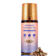 Organic Castor Oil Roller with Rose Quartz for Eyebrows Lashes and Skin, Cold Pressed, Hexane