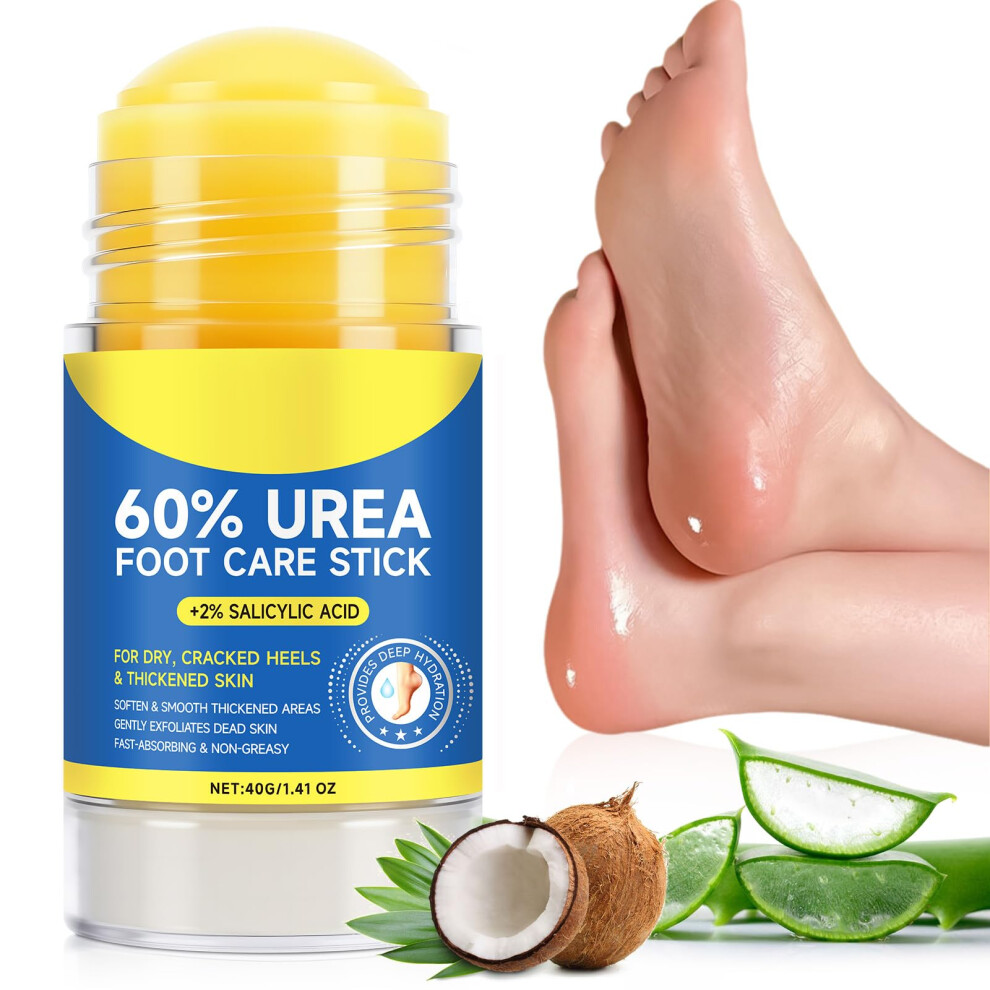 Cream 60% Urea Foot For Cracked Heels With 2% Salicylic Acid, Deep Hydration Foot Stick 1.41Oz