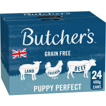 Butcher's Puppy Perfect Wet Dog Food Tins 24 x 400 g | High Quality &