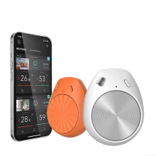 Smart WiFi Temperature and Humidity Sensor 0.3C Accuracy 3% RH for Home Remote Monitoring (White Orange)