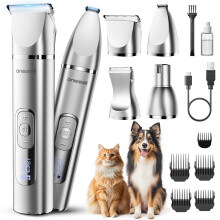 oneisall Dog Clippers Grooming Kit 4 in1,Low Noise Dog Paw Trimmer,Cor