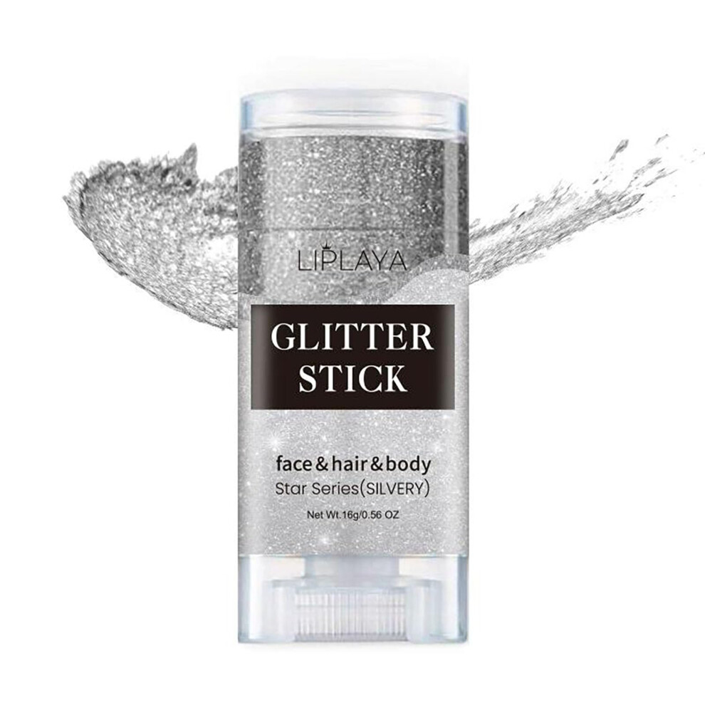 Silver Body Glitter Stick Waterproof Longwear Holographic Shimmer For Face Body Festival