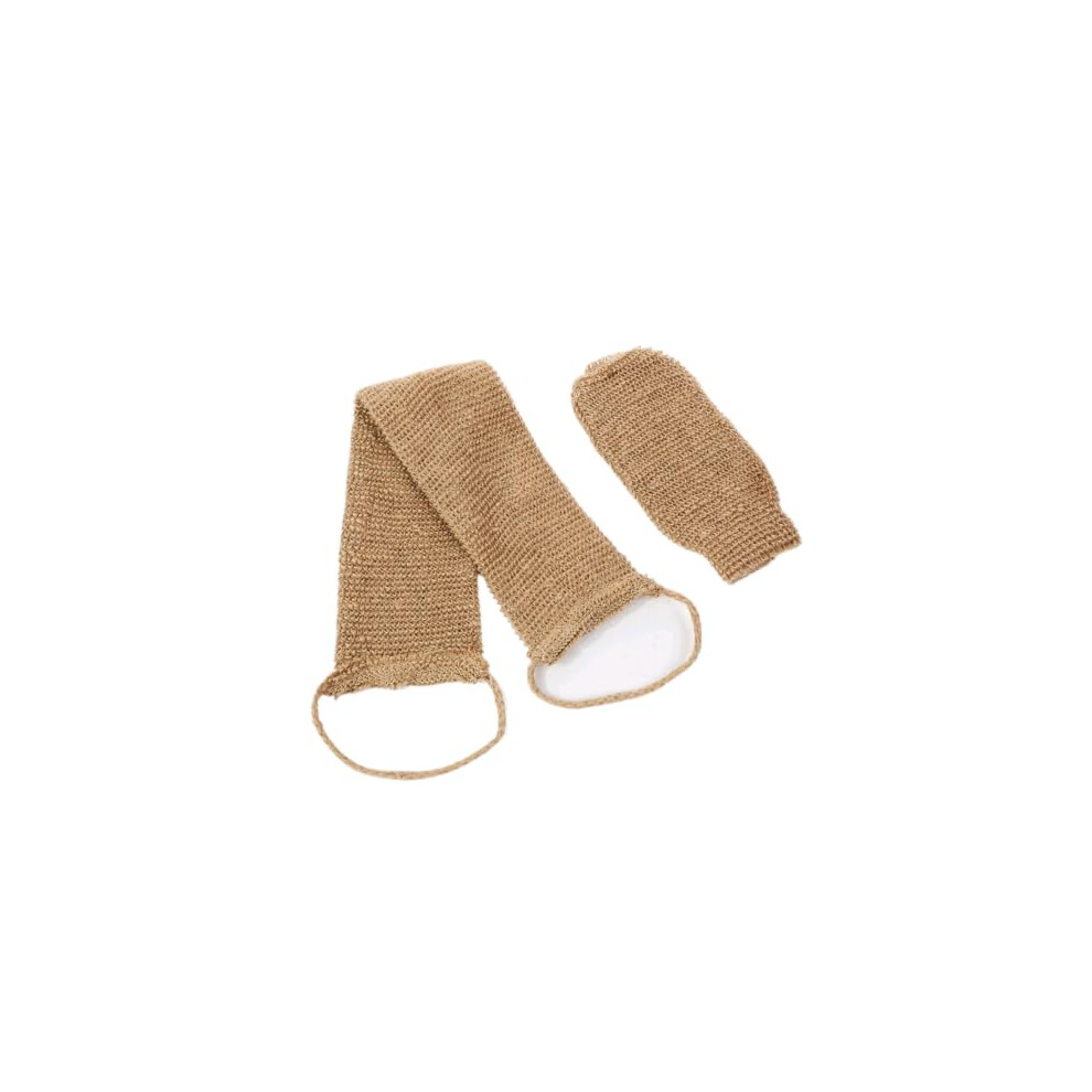 Exfoliating Gloves and Back Scrubber Belt Set, Natural Hemp Deep Cleaning for Shower and Back Acne