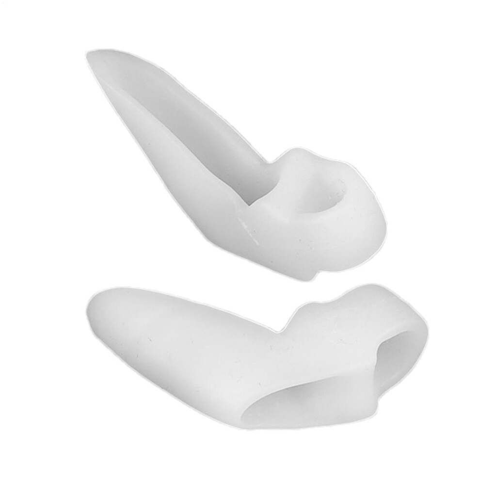 White Toe Separators And Spacers For Overlapping Toes, Silicone Big Toe Straightener, Orthopedic Alignment, 2Pcs