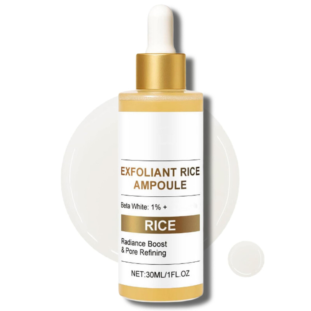 White Rice Serum And Exfoliating Ampoule For Gentle Face Peel, Pore Minimizing And Deep Hydration, 30Ml