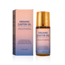 Organic Castor Oil Roll On with Rose Quartz Applicator, Cold Pressed for Eyebrows and Eyelashes, 50mL
