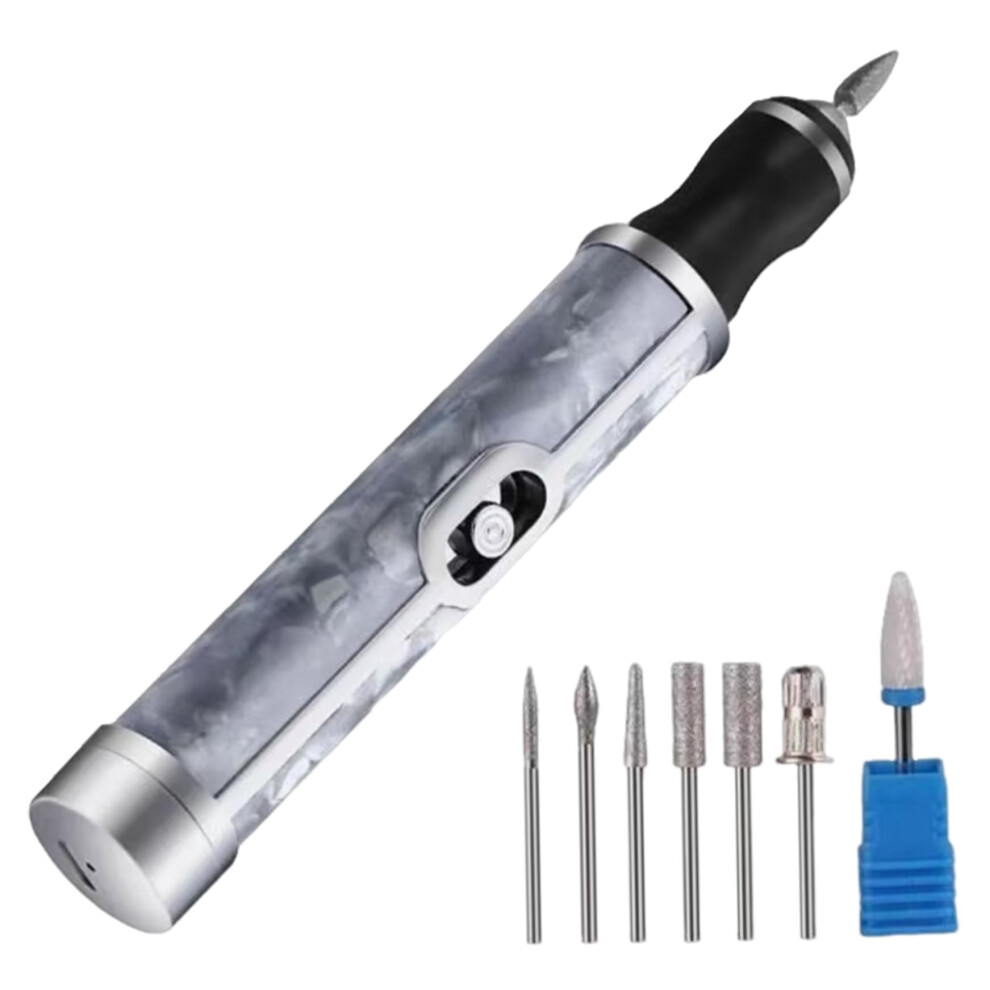 Gray Electric Nail Drill With 20000 Rpm, Usb Rechargeable Nail File For Acrylic And Gel Nails
