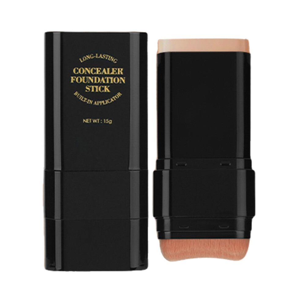 2 in 1 Foundation and Concealer Stick with Builtin Brush, Long Lasting Full Coverage Makeup (04)