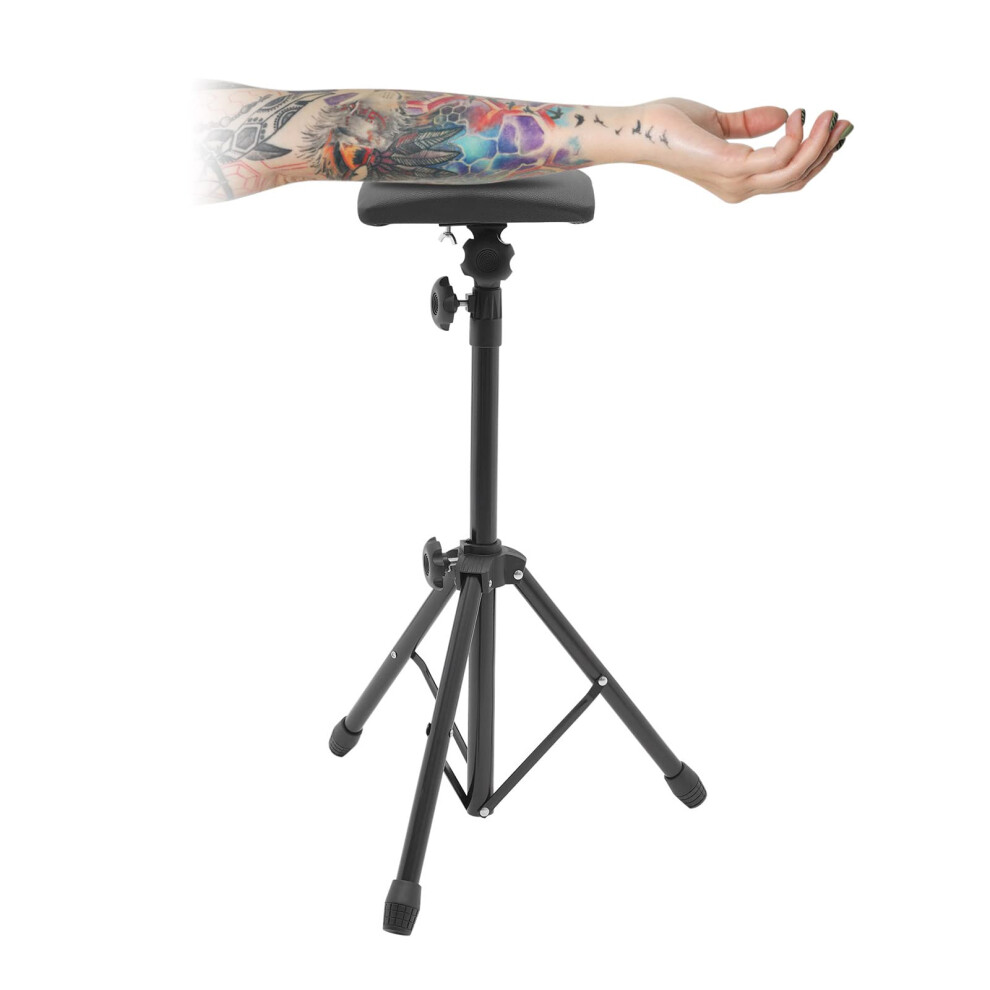 Tattoo Arm Rest with Tripod Stand, 2649in Height and 180 Angle Adjustable, Soft Leather Pad for Studio