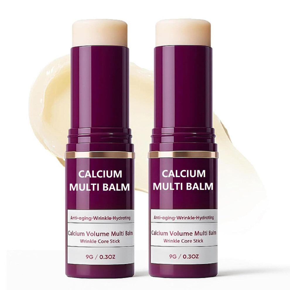 2Pcs Calcium Multi Balm Collagen Moisturizing Stick for Eyes Neck Face Wrinkle Smoothing Hydration