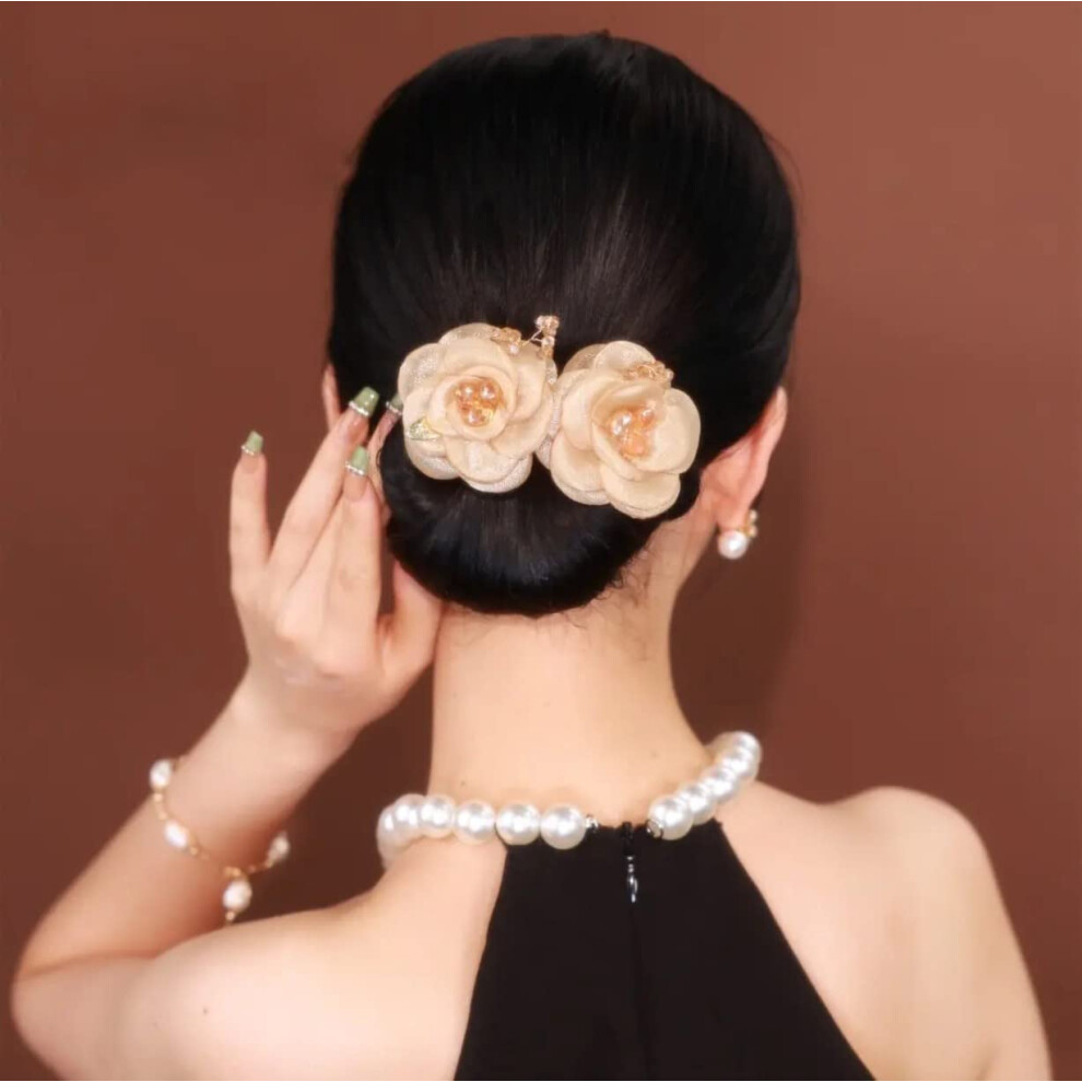 Hair Bun Maker and No Heat Hair Curler for Fast Styling, French Twist Rose Clip, 1/4PCS Set
