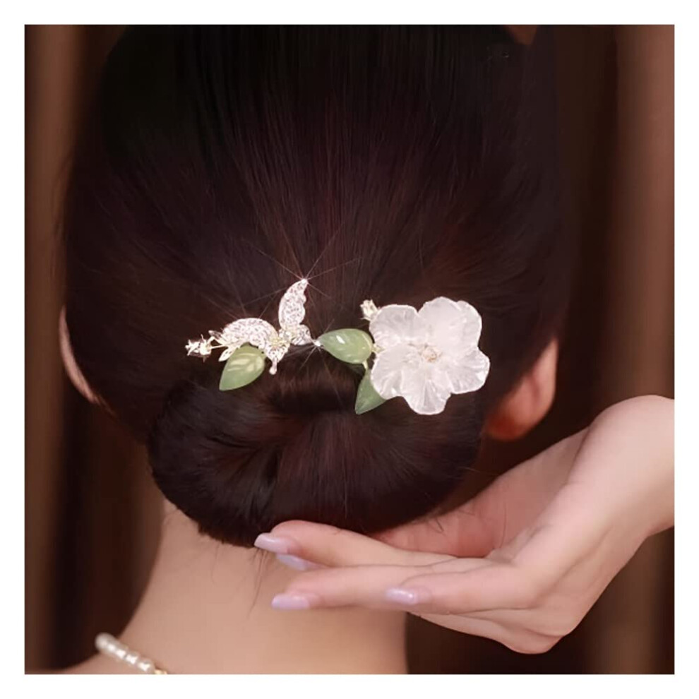 Hair Bun Maker with Elegant Ribbon, Fast Styling Tool for French Twist Updo, Peach Blossom