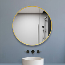 40cm Round Gold Metal Framed Wall Mirror for Bathroom Bedroom Home Deocr