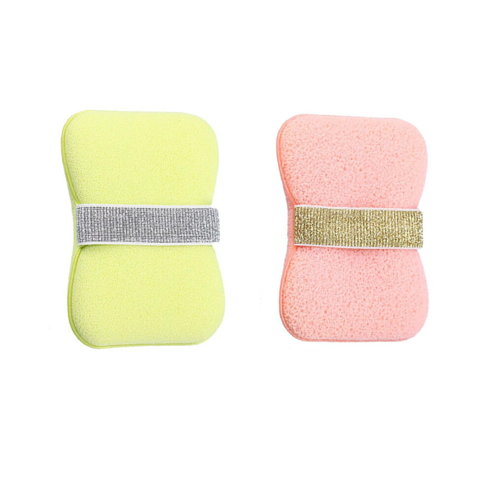 Peach/Pink/Green Bath Sponge 2 Pack Dualsided Exfoliating Body Scrubber With Soap Pouch For Shower And Bath