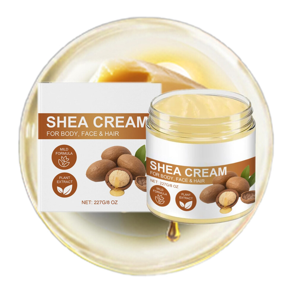 Cream Organic Unrefined Shea Butter For Hair And Skin, Deep Hydration Moisturizer, 8Oz