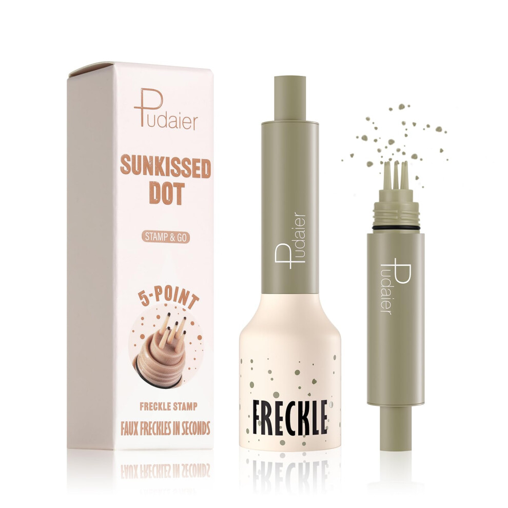 Waterproof Freckle Pen with 5Point Stamp for Natural Sunkissed Fake Freckles (#2 Wasabi Soda)