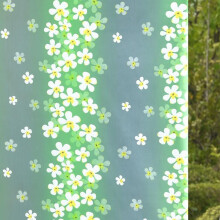 Window Film Privacy 3D Frosted Cling Film With White Green Flower Pattern Static Cling No Glue 45 x 200 cm Heat Control