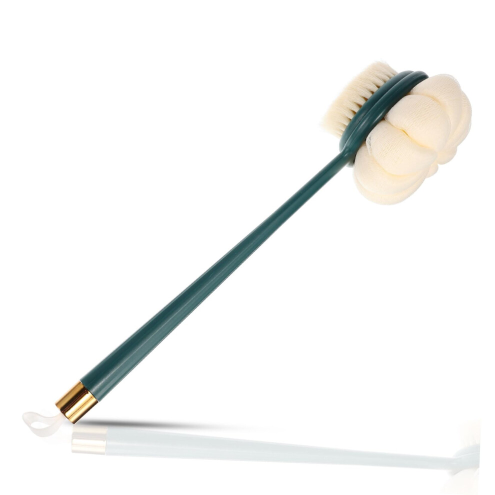 DualSided Long Handle Back Scrubber with Loofah and Bristles for Shower Exfoliating and Cleansing