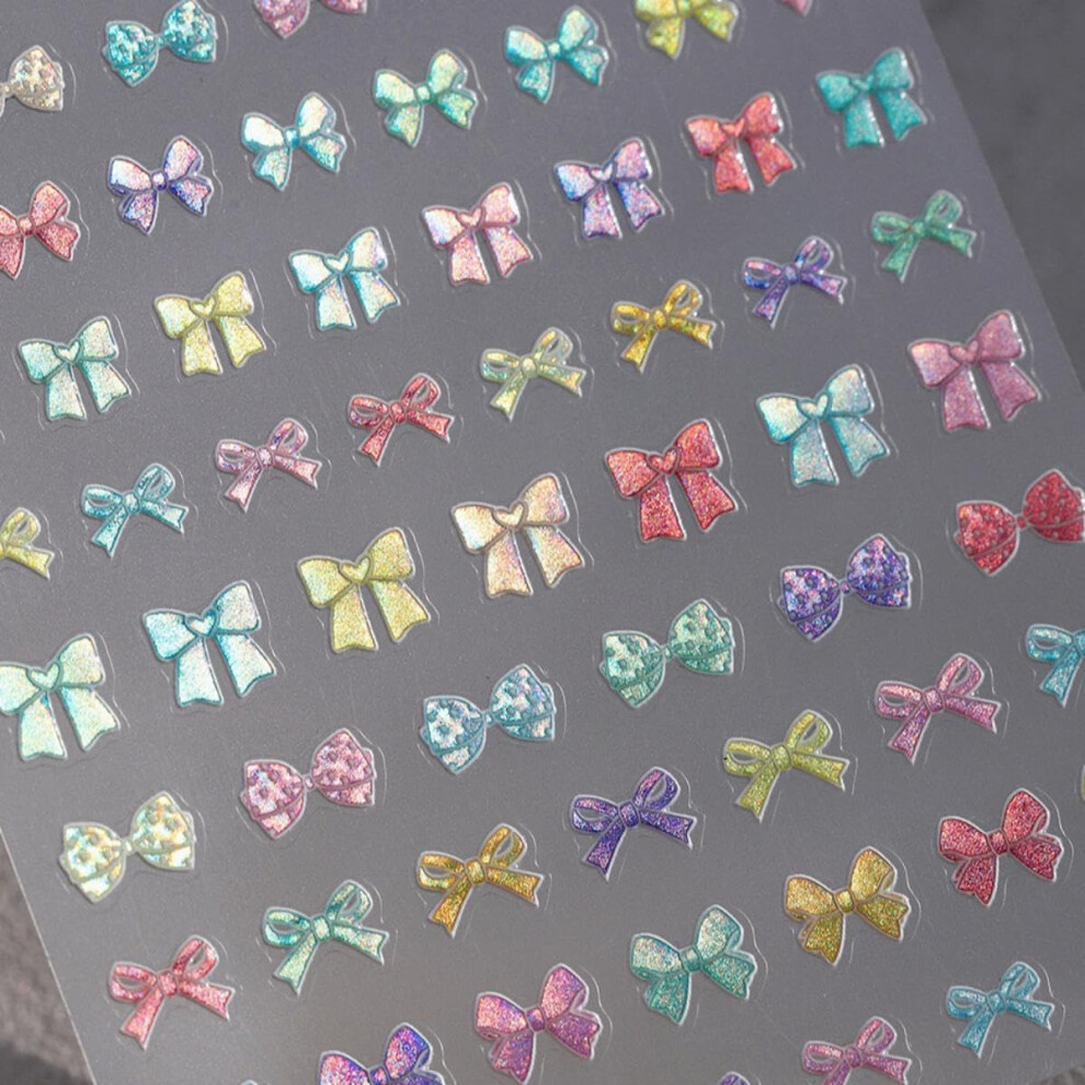 5D Embossed Bow Nail Art Stickers Colorful SelfAdhesive Ribbon Decals for Acrylic Nails