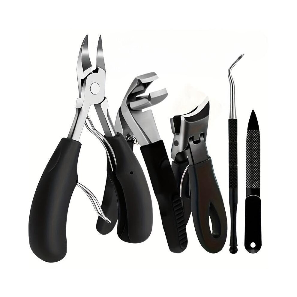 Professional Stainless Steel Nail Clipper Set, 5pcs Sharp Precision Manicure Pedicure Kit for Home and Salon Use