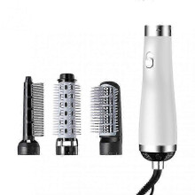 (Weiß) 25-26 3-in-1 Elektrischer Haartrockner mit Bürste, Heißluftfunktion, Ionen-Technologie, Kamm, Lockenstab, Glätteisen und Lockenfunkti