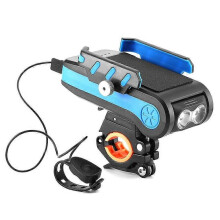 BG-2021 Predné svetlo na bicykel 4 v 1 Držiak na mobilný telefón Klaksón Predné svetlo na horský bicykel, farba: 4000 MAH Modrá