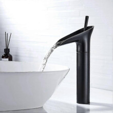 Black Bathroom Faucet, Waterfall Bathroom Faucet Retro Black Single Lever Basin Mixer Tap Bathroom Faucet, Brass Countertop High Basin Hand