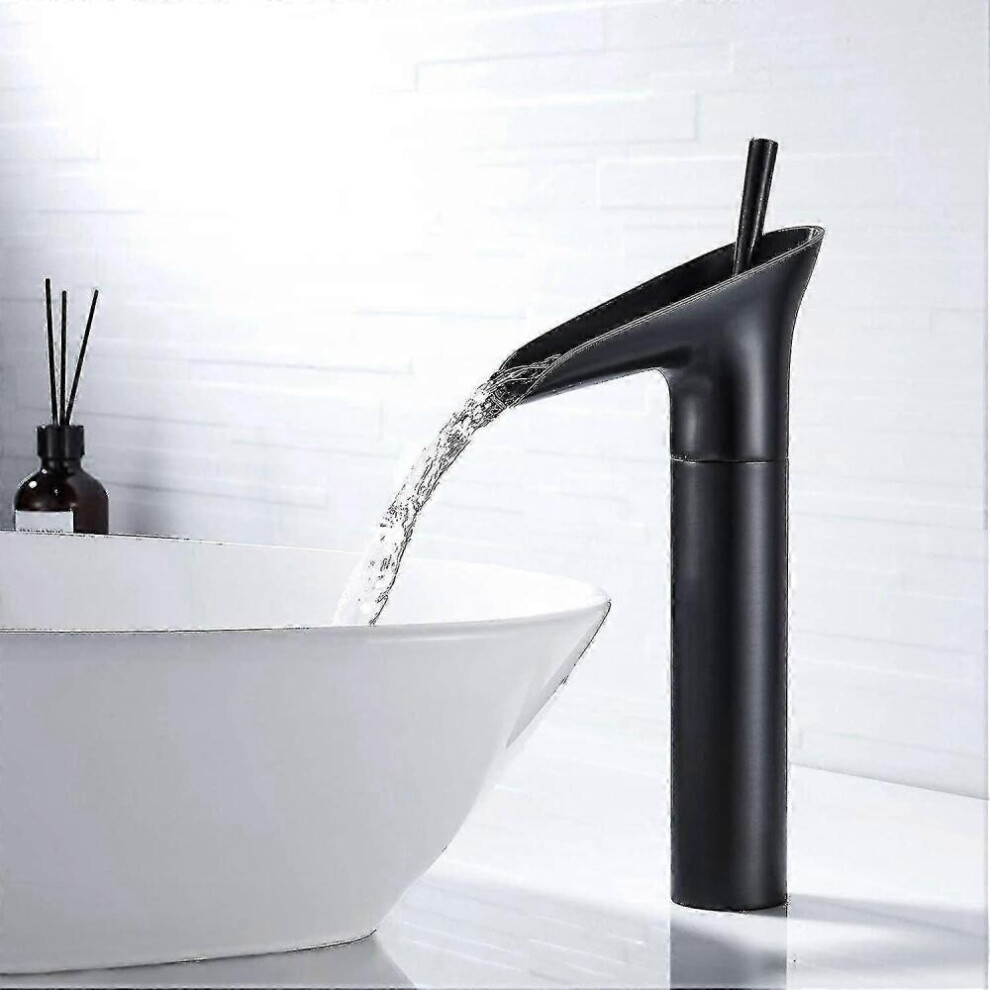 Black Bathroom Faucet, Waterfall Bathroom Faucet Retro Black Single Lever Basin Mixer Tap Bathroom Faucet, Brass Countertop High Basin Hand 8472608824746