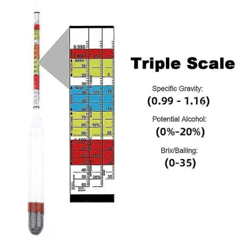 Triple Scale Hydrometer For Home Brew Wine Beer Cider Alcohol Testing 3 Scale Hydrometer Wine Sugar Meter Gravity ABV Tester 1