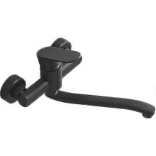 Wall Mounted Single Handle Kitchen Faucet Retro Black 30cm Spout G1/2