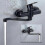 Wall Mounted Single Handle Kitchen Faucet Retro Black 30cm Spout G1/2 3