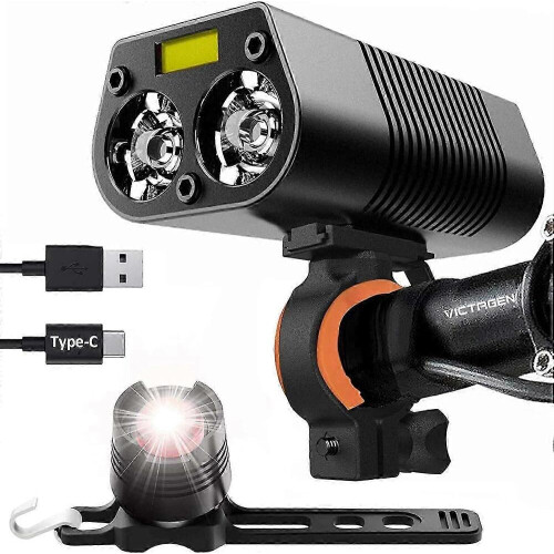 Φως ποδηλάτου, εξαιρετικά φωτεινό, 3000 Lumens, πίσω φως και πίσω φως, αδιάβροχο, επαν 1