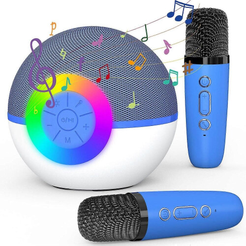 Mini macchina per karaoke con 2 microfoni wireless per l'intrattenimento domestico e per le feste
