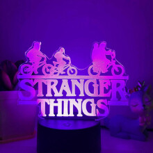 Qinwei Stranger Things Night Light 3D LED Illusion Lamp with 16 Color Remote Control For Kids Bedroom Decorations Light -- Black Seat