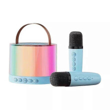 Mini karaokemachine met draadloze Bluetooth-verbinding en dubbele microfoon/luidspreker voor kinderfeestjes